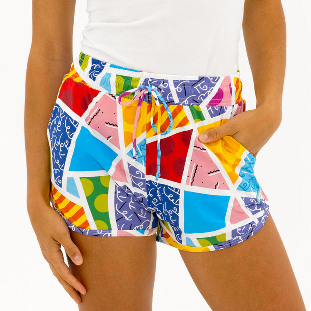 BRITTO Women's SHORTS - BABY BLUE COLORFUL LANDSCAPE - Large
